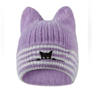 Purple Cat Ear Kids Beanie
